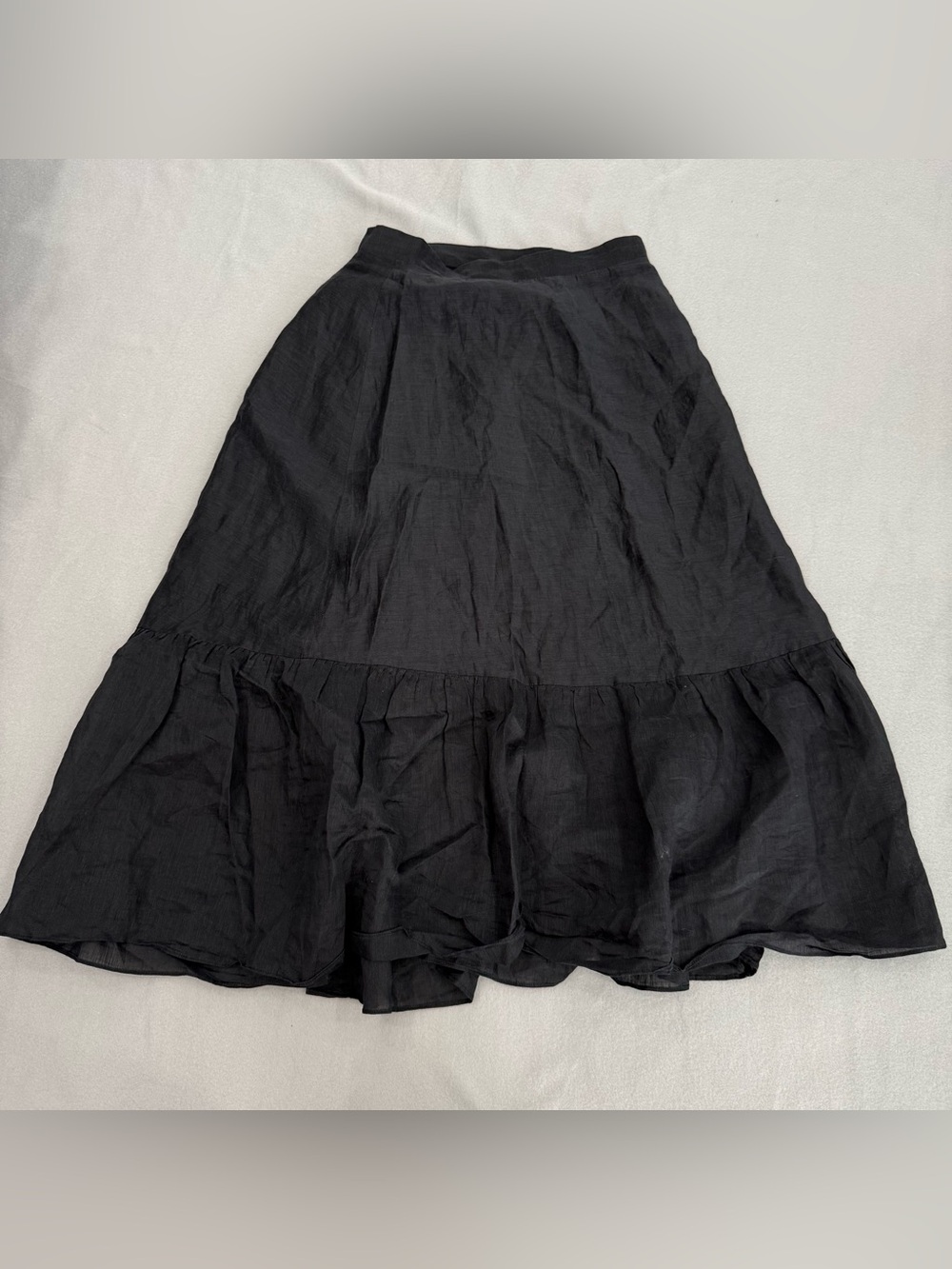 Sandro midi skirt Flare A-Line Size 38 Black lined Snap Bottom High waisted